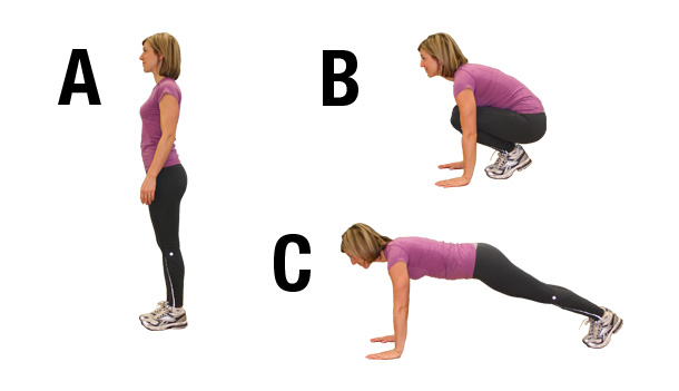 Buttocks exercises - half burpee