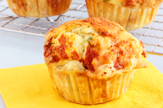 Ham and Sweet Red Pepper Breakfast Muffin