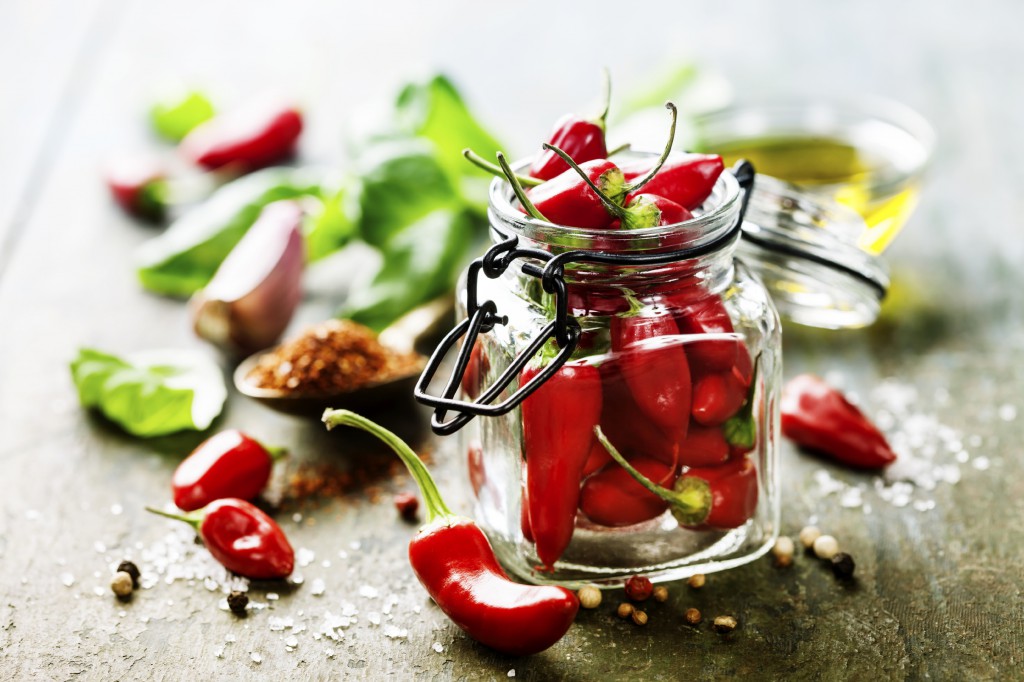 chili peppers with herbs and spices