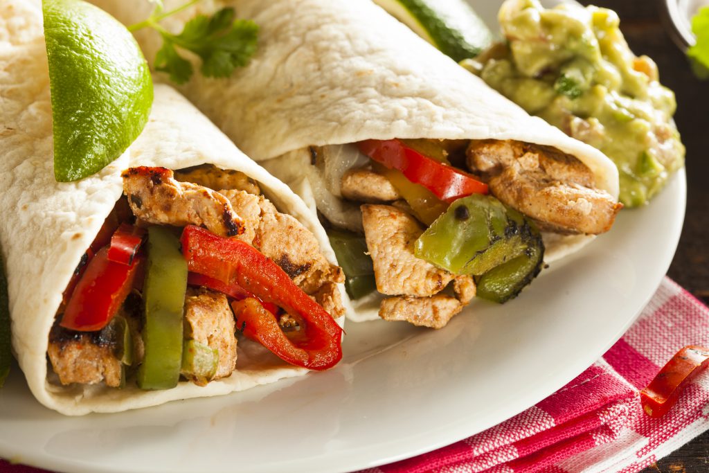 Homemade Chicken Fajitas with Vegetables and Tortillas
