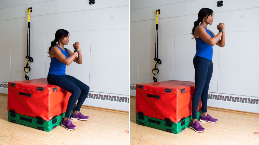 entrainement santé du cœur - squat sur une chaise