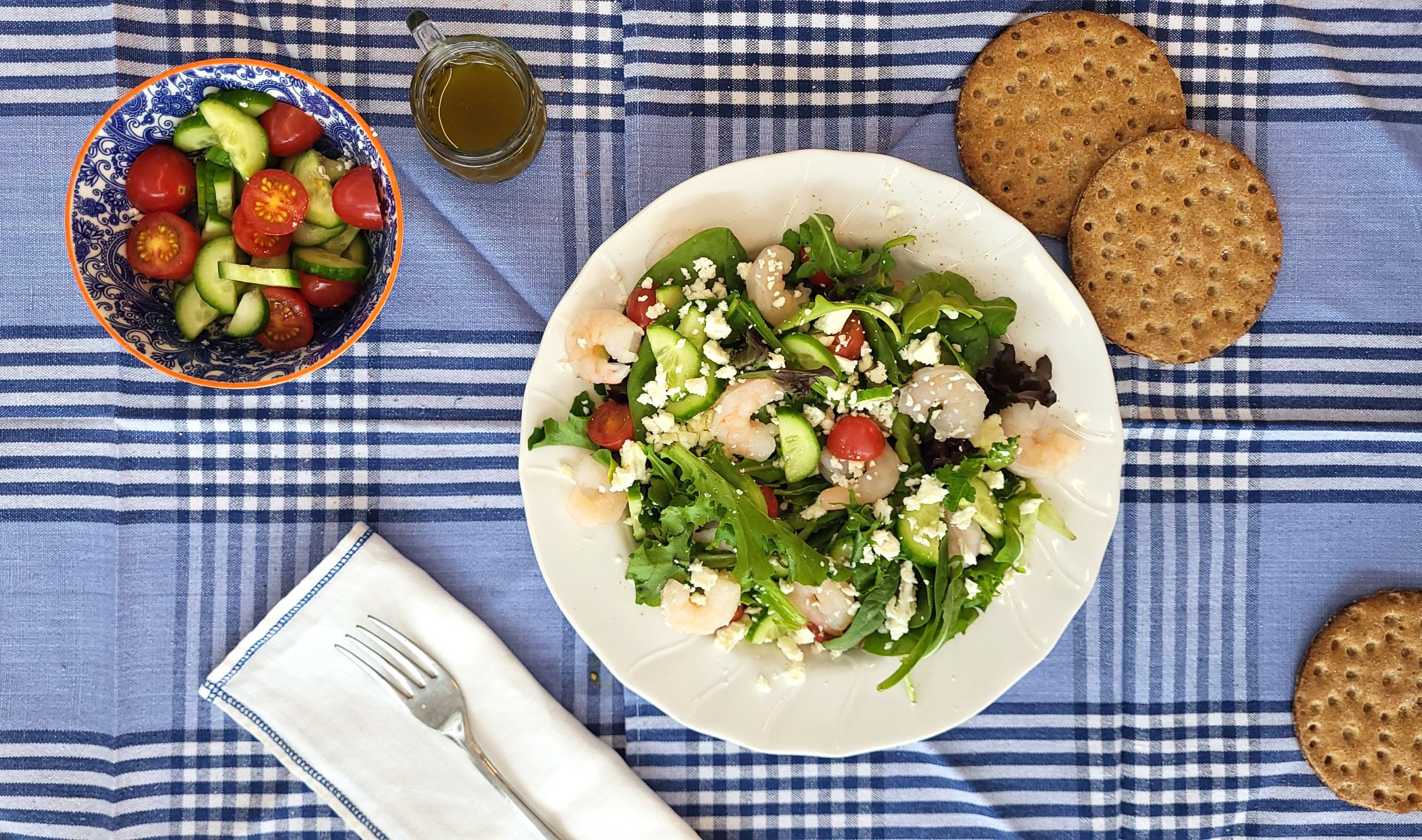 Salade de crevettes nordiques à la grecque